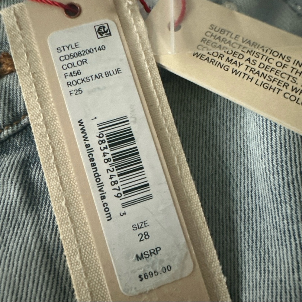Alice & Olivia Jeans (nwt $695) Stud Rockstar Baggy Wide Leg Sz: 28 - Picture 2 of 16